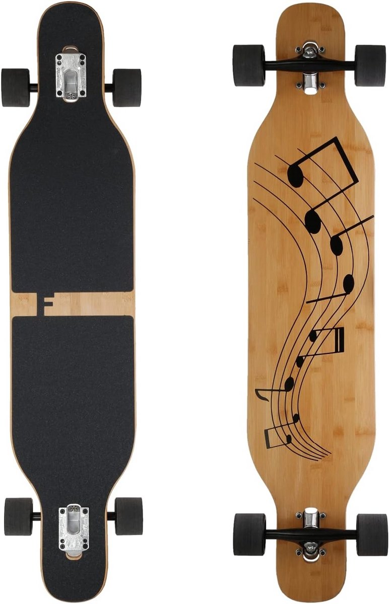 Longboard - Cruiser board - Soepel cruisen - Drie flexibele treden - 106 cm - Bruin Longboard kopen online