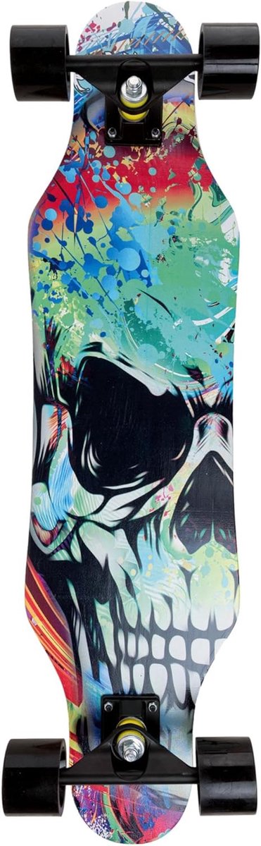 longboard cruiser carving board stadstransport 7 lagen esdoorn 80 cm lengte meerkleurig schedel