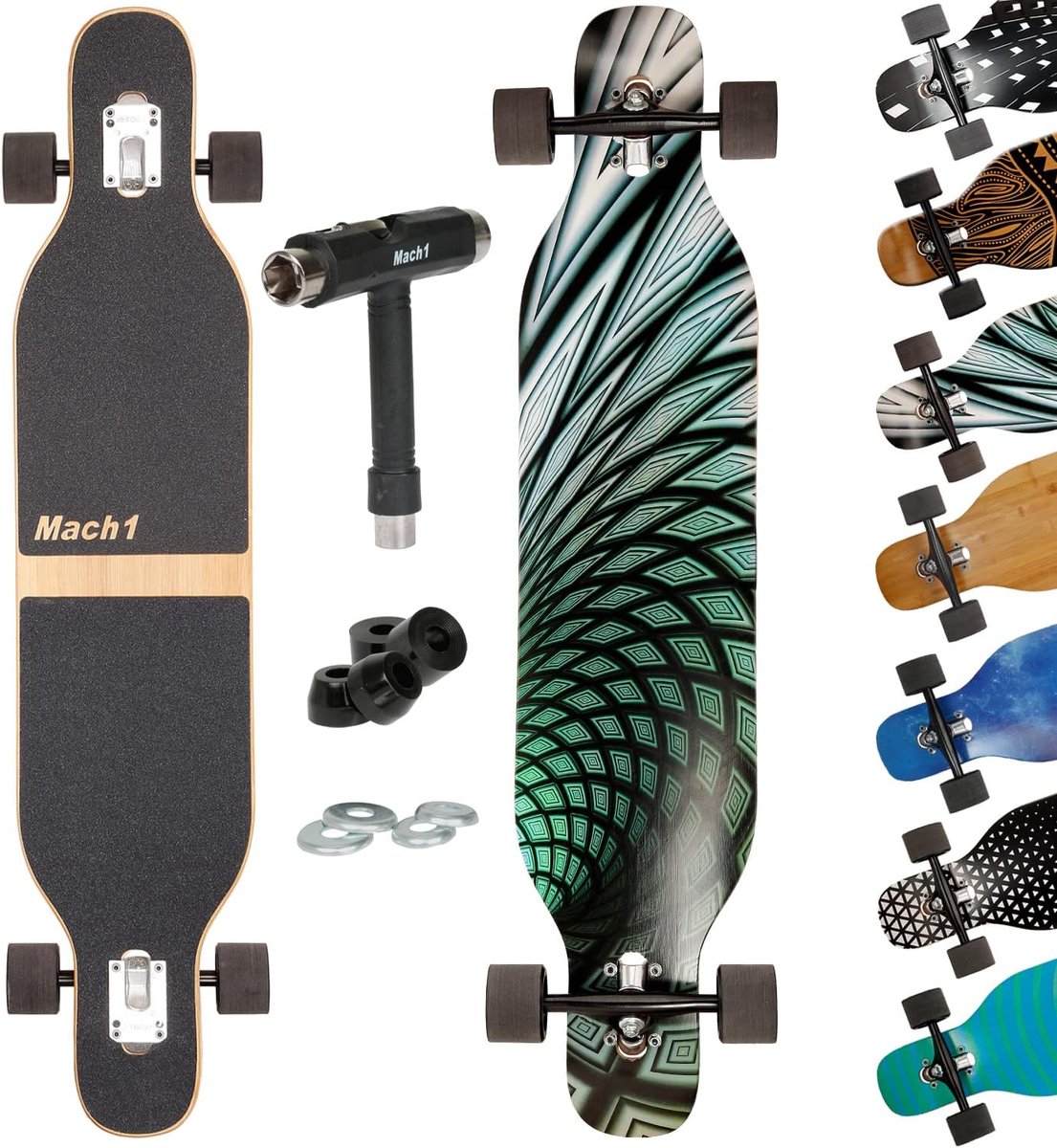Longboard Cruiser - Skateboard Board - Cruisen en Slides - Keramische Lagers - 106 cm Lengte - Mystery Longboard kopen online