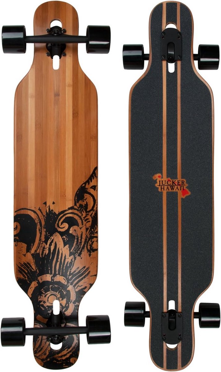Longboard Dek - Freeride Board - Stadscruisen - Glasvezel bamboe constructie - 99 cm - Zwart Longboard kopen online