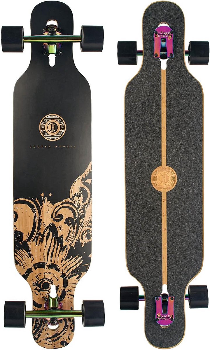 Longboard Hoku V2 - Cruiser Board - Stabiel Cruisen - Glasvezel Bamboe Constructie - 99 cm Lengte - Neochrome Longboard kopen online