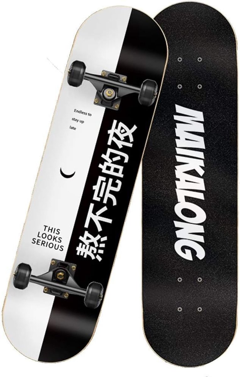 Longboard Skateboard - Beginners Board - Straat Cruisen - 7-laags Esdoornhout - 79 cm - Zwart Longboard kopen online