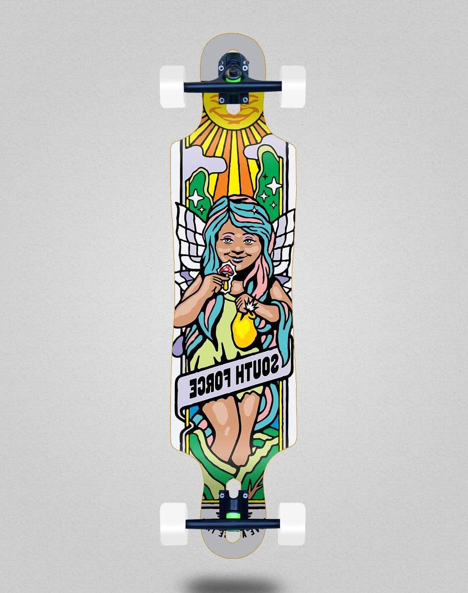Longboard Skateboard - Compleet board - Cruisen op straat - Drop Through deck - 40 x 9 inch - Wit Longboard kopen online