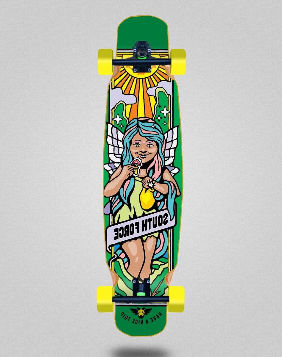 Longboard Skateboard - Compleet Board - Cruisen Straat - Mix Bamboe - 46 x 9 inch - Groen Longboard kopen online
