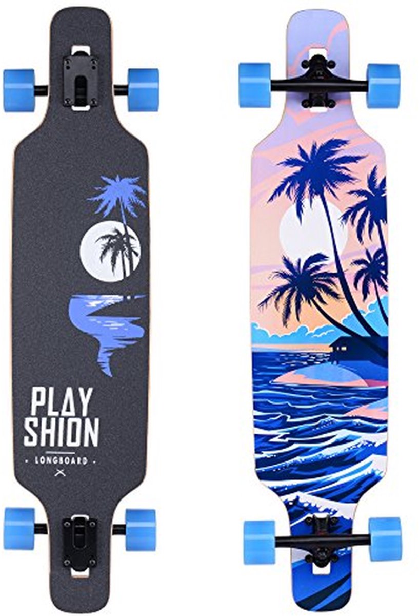 Longboard Skateboard - Cruiser Board - Comfortabel Cruisen - Drop-Through Montage - 39 Inch Deck - Kokospalm Longboard kopen online