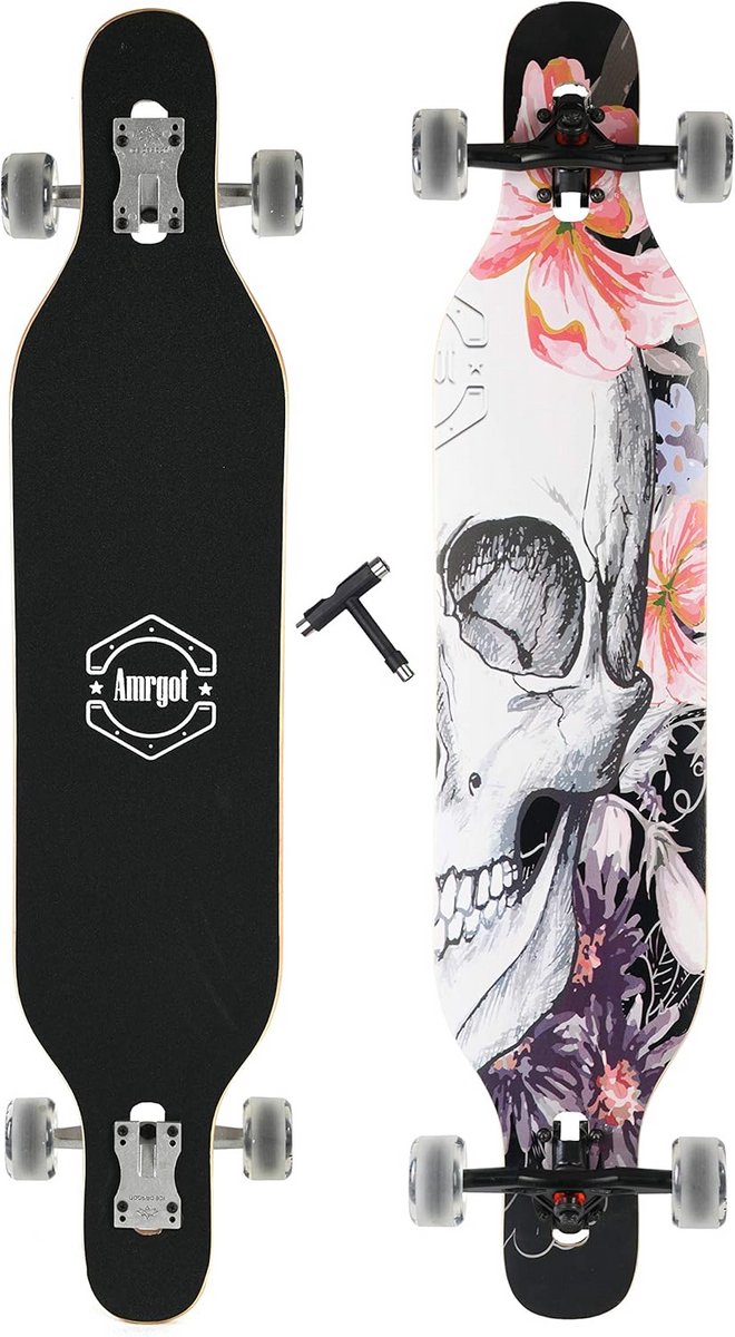 Longboard Skateboard - Cruiser Board - Stabiel Cruisen - 9 Lagen Esdoornhout - 42 inch - Grafisch Ontwerp Longboard kopen online