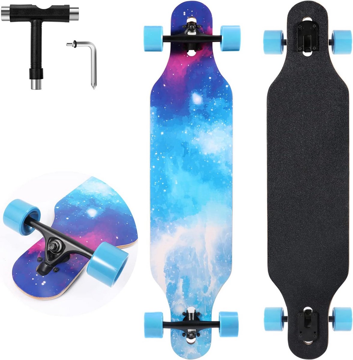 Longboard Skateboard - Cruiser Board - Vrij Rijden - 9-laags Esdoorn Dek - 41 Inch - Sterrenhemel Longboard kopen online