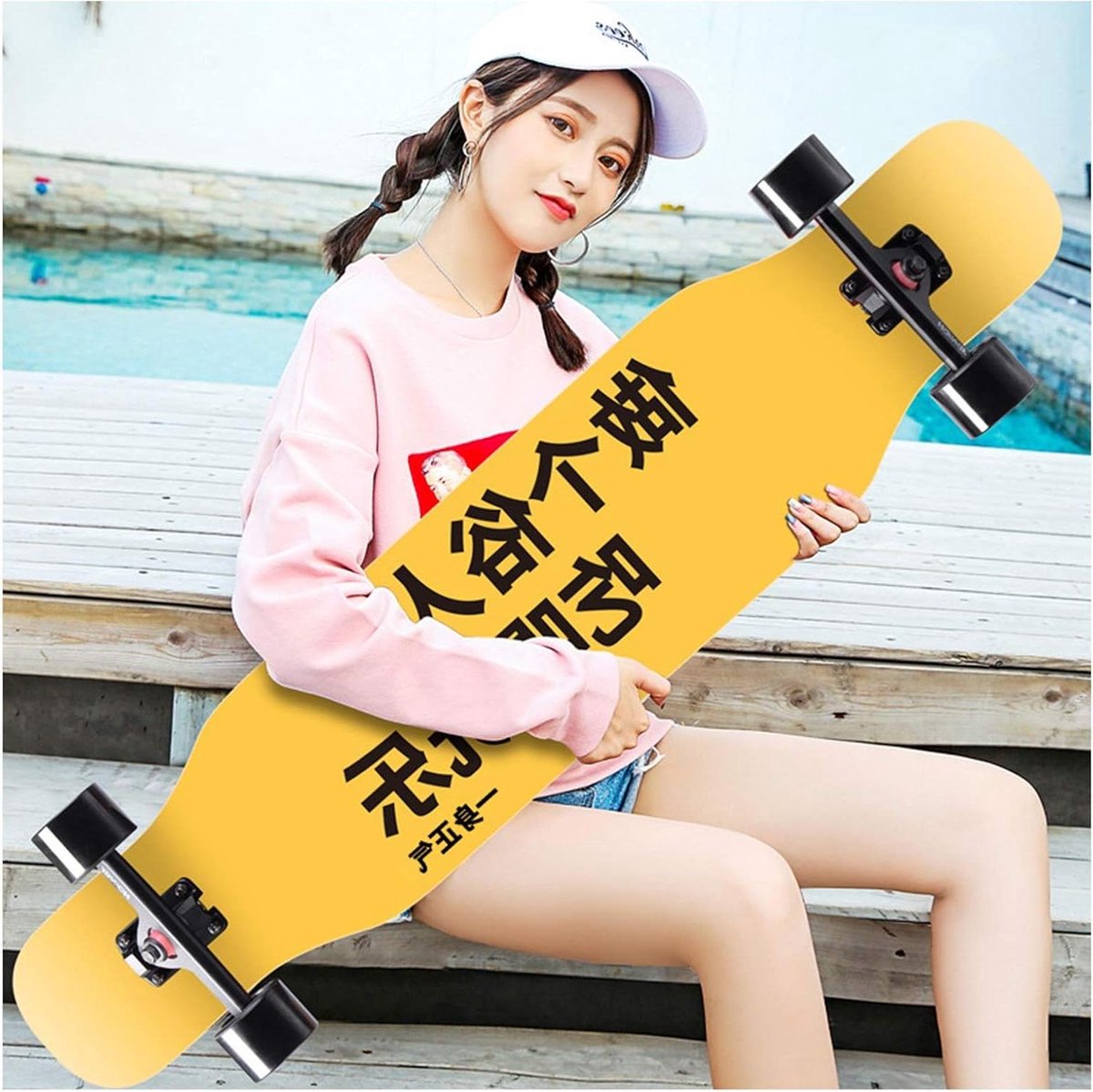 Longboard Skateboard - Cruiser Board - Vrije Tijd Rijden - 8 Laags Esdoorn - 43 Inch - Natuurlijk Longboard kopen online