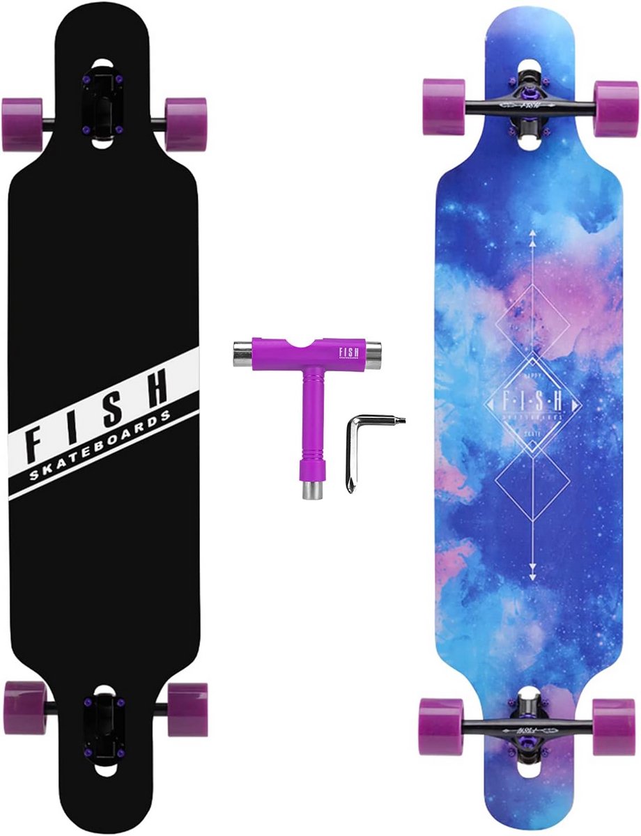 Longboard Skateboard - Cruiser Board - Vrije Tijd Rijden - 8 Lagen Esdoorn - 41 Inch - Galaxy Longboard kopen online