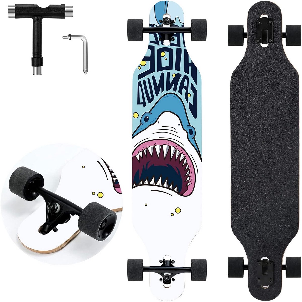 longboard skateboard cruiser board vrije tijd rijden 9 laags esdoorn dek 41 inch haai