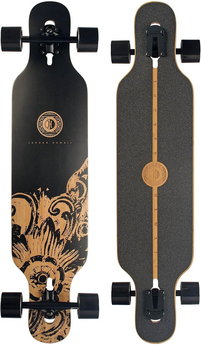 Longboard - Skateboard Cruiser - Stadscruisen Lange Afstand - Flexibele Glasvezel Bamboe - 99 cm Lengte - Zwart Longboard kopen online