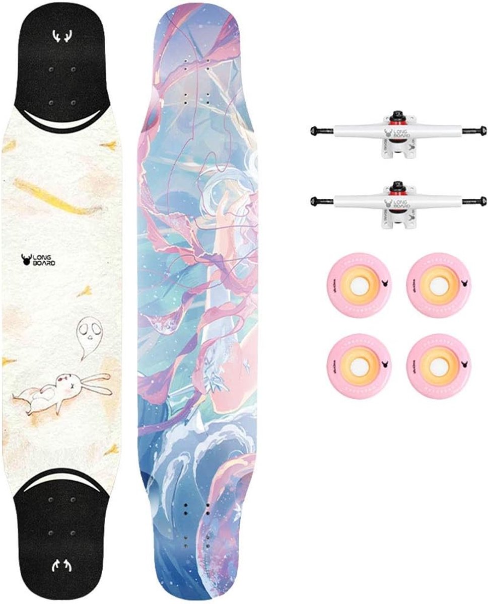 longboard skateboard dansplank streetboard straat cruisen 7 lagen esdoorn 114 cm lengte print