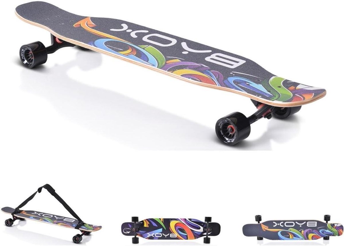 Longboard Skateboard - Dansstijl board - Vlot onderweg - 8-laags esdoorn deck - 42 inch - Zwart Skateonderdeel kopen online