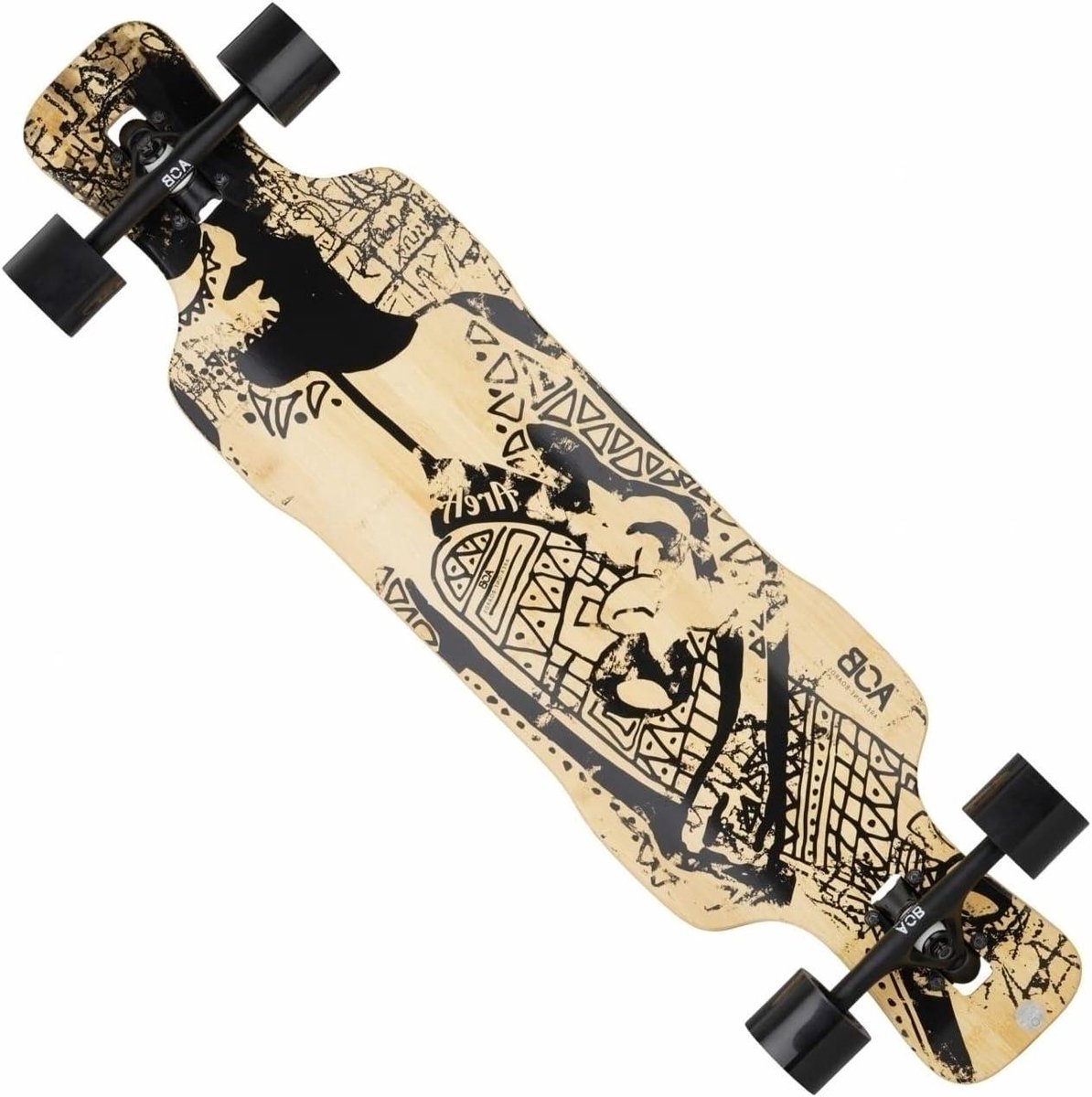 Longboard Tribal Curves - Cruiser board - Stad cruisen - Drop Thru montage - 98 cm - Goud met Tribal patroon Longboard kopen online