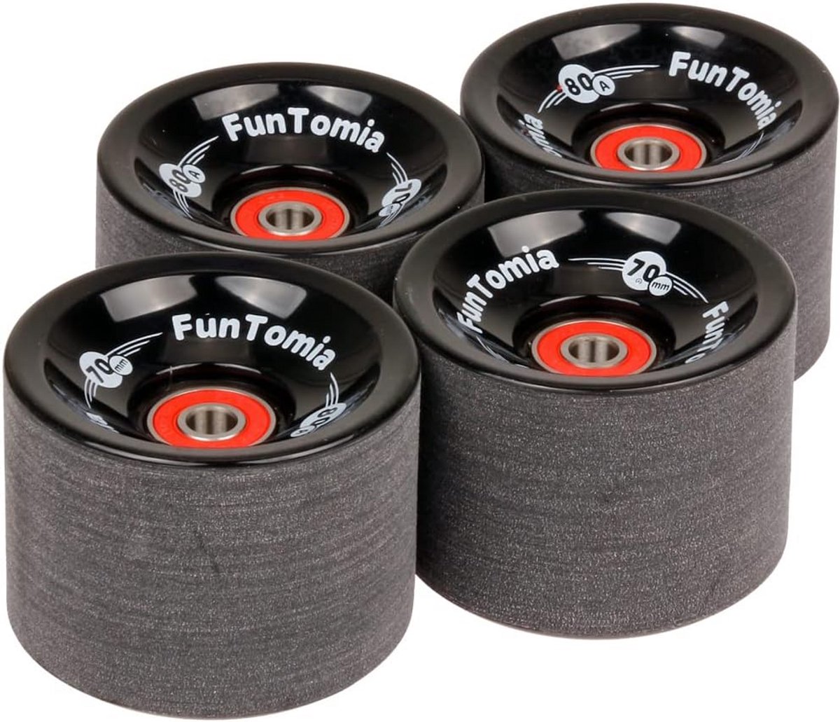 Longboard Wielen - Skateboard Onderdelen - Cruisen en Freeriden - Inclusief Kogellagers - 70x51mm 80A - Zwart Skateonderdeel kopen online