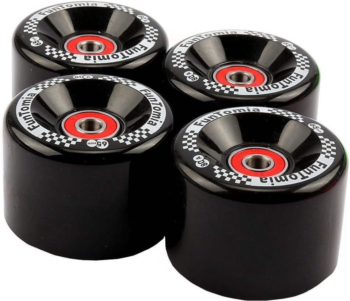 Longboard wielen - Skateboard onderdelen - Cruisen en sliden - Inclusief lagers - 65 x 45 mm - Zwart Skateonderdeel kopen online