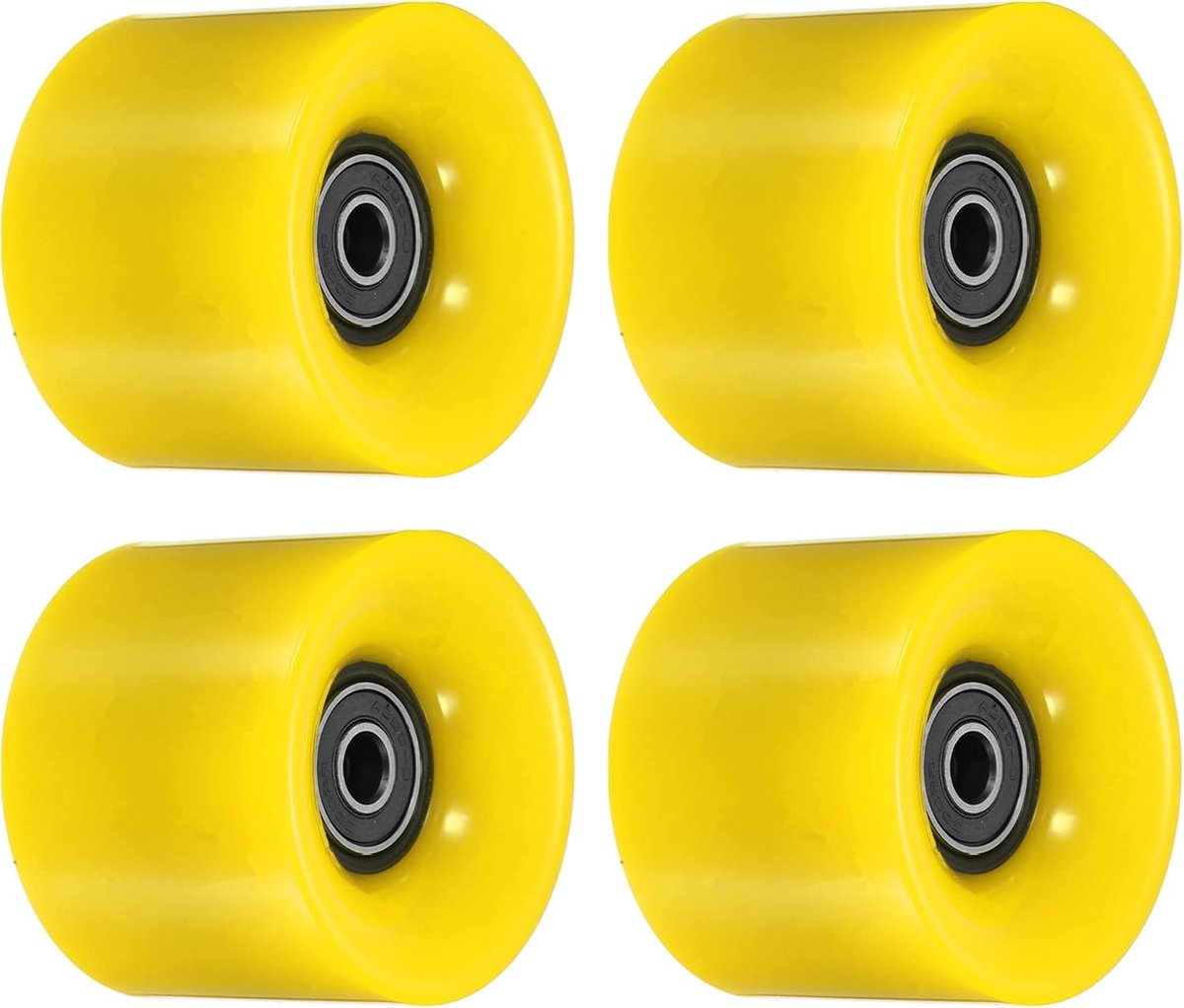 Longboard Wielen - Skateboard Onderdelen - Straat Skaten - Met Lagers ABEC-9 - 60mm - Zwart Geel Skateonderdeel kopen online
