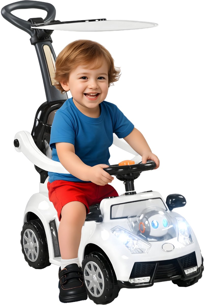 Loopauto met Duwstang & Stuur – Kinder Ride-On Auto – Wit Modelbouwpakket kopen online