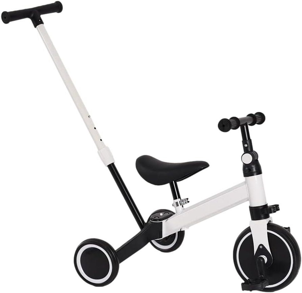 loopfiets 3 in 1 driewieler kinderen kind ontwikkeling afneembare pedalen 60x42x49cm wit