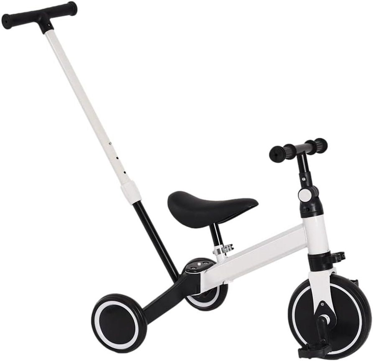 loopfiets 3 in 1 driewieler kinderen leren fietsen verstelbare stoel 60x42x49cm wit