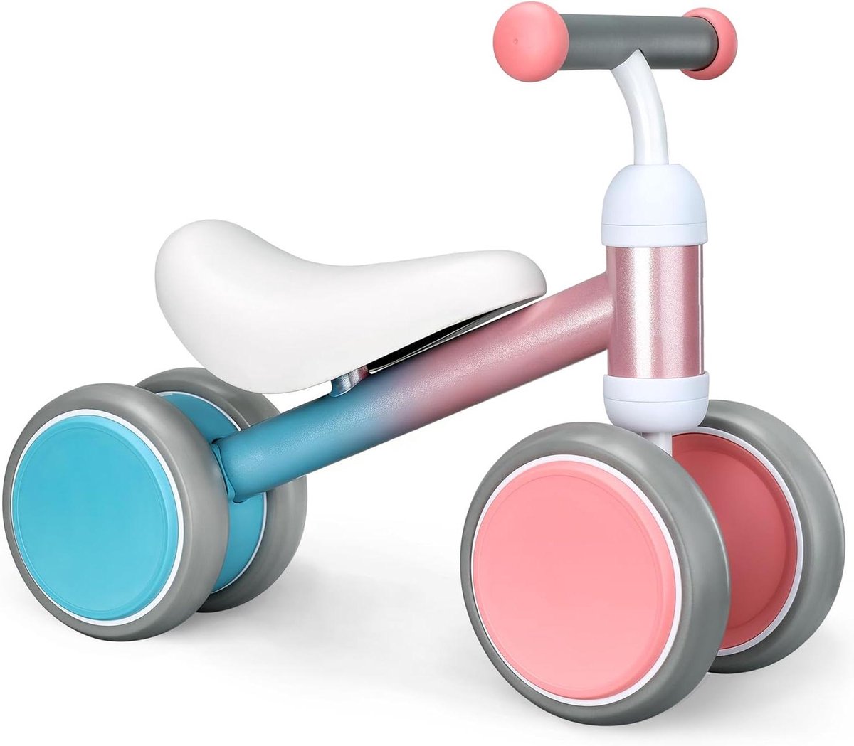 Loopfiets 4 Wielen - Kinderloopfiets Peuterfiets - Leren Balanceren - Stabiliteit Voorop - 10-24 Maanden - Kleurverloop Roze Loopfiets kopen online
