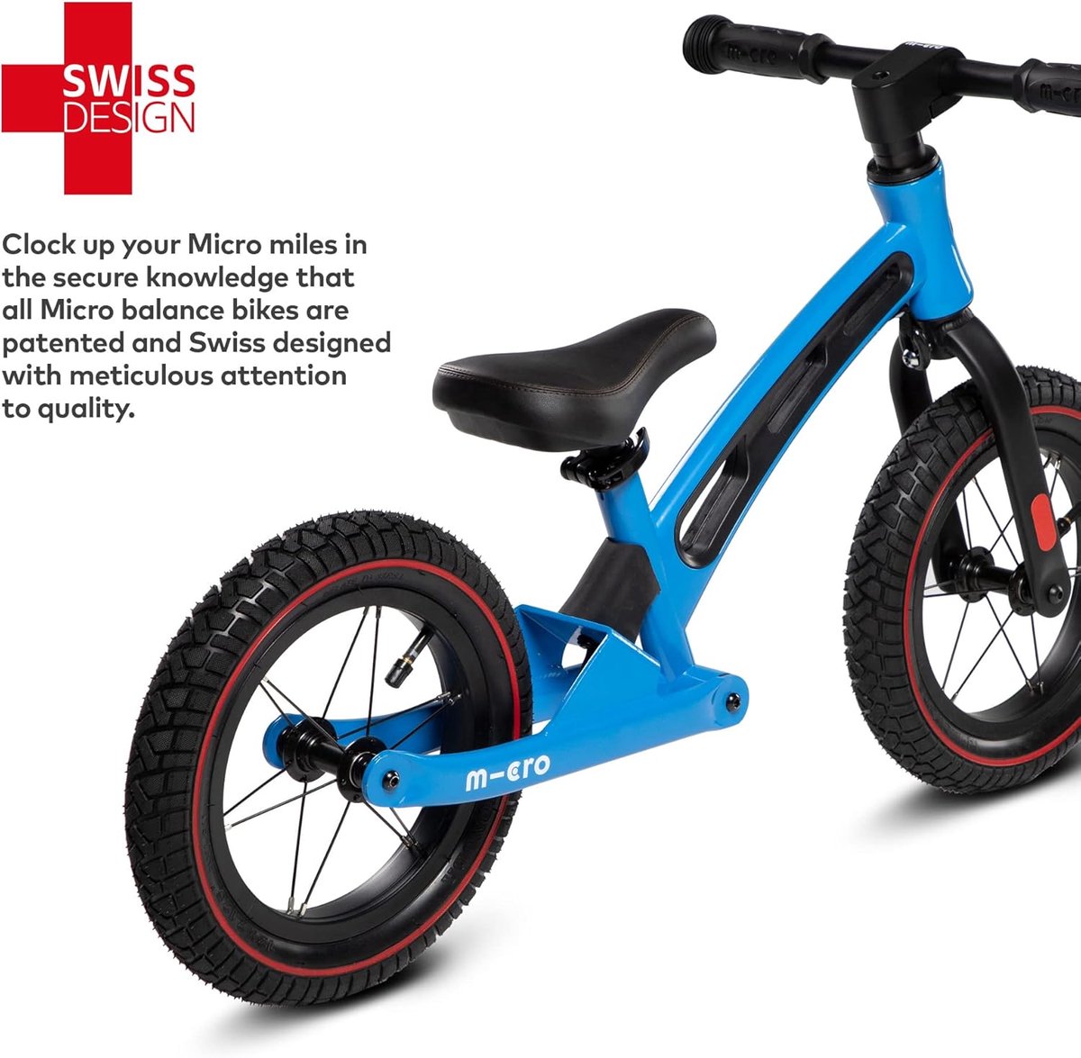 Loopfiets Deluxe - Balansfiets Kinderen - Leren Balanceren - Verstelbaar Zadel - 12 inch Banden - Zwart Blauw Loopfiets kopen online