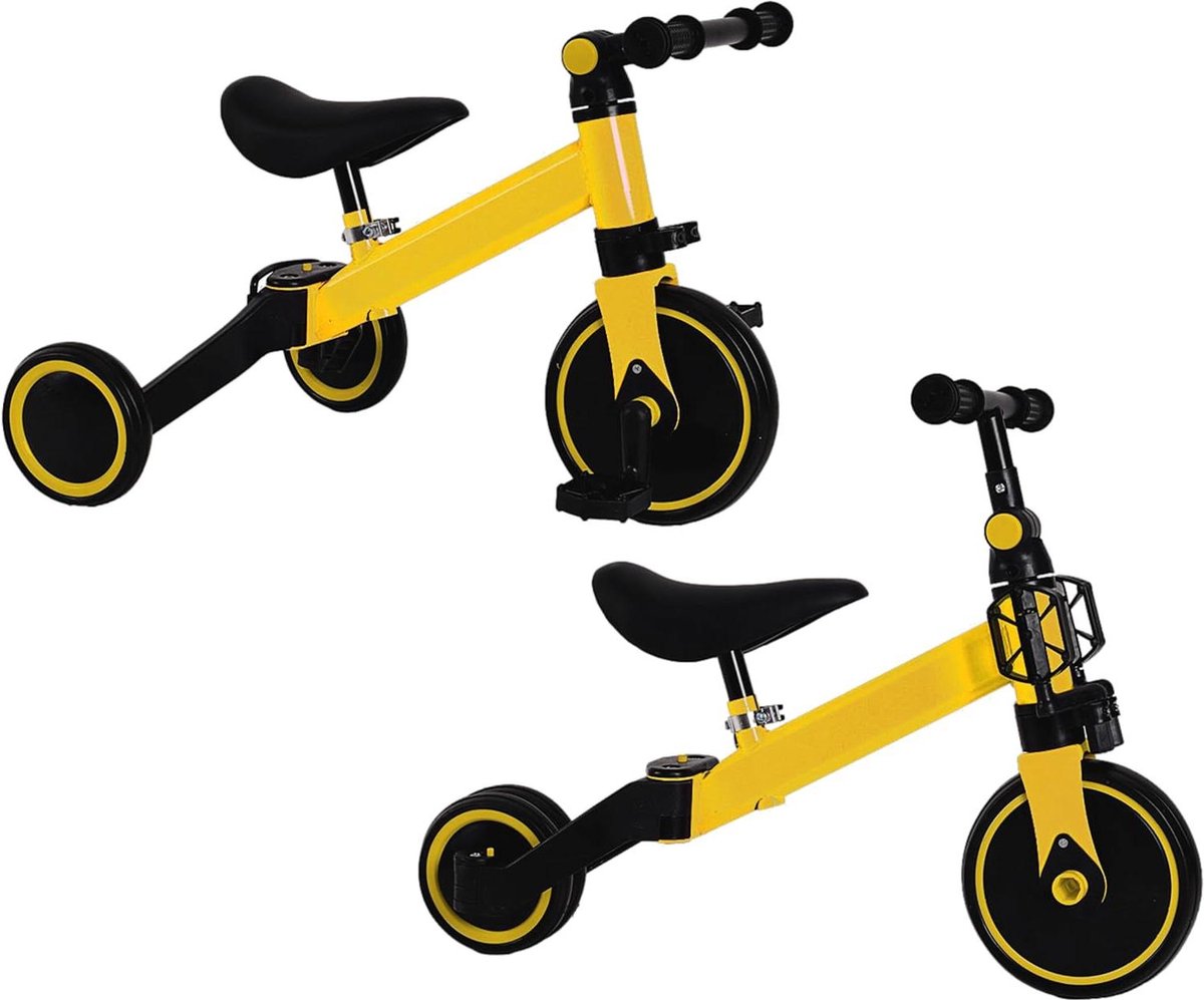 Loopfiets Driewieler - Kinderfiets Peuter - Actief Spelen - 3-in-1 Groeiend Mee - 1-4 Jaar - Geel Zwart Driewieler kopen online