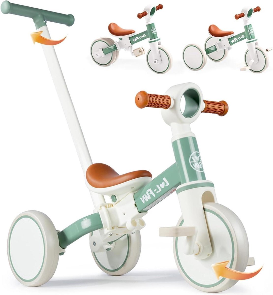 Loopfiets Driewieler - Kindervoertuig - Actief Spelen - 5-in-1 Functie - Tot 30 kg - Lichtgroen Driewieler kopen online