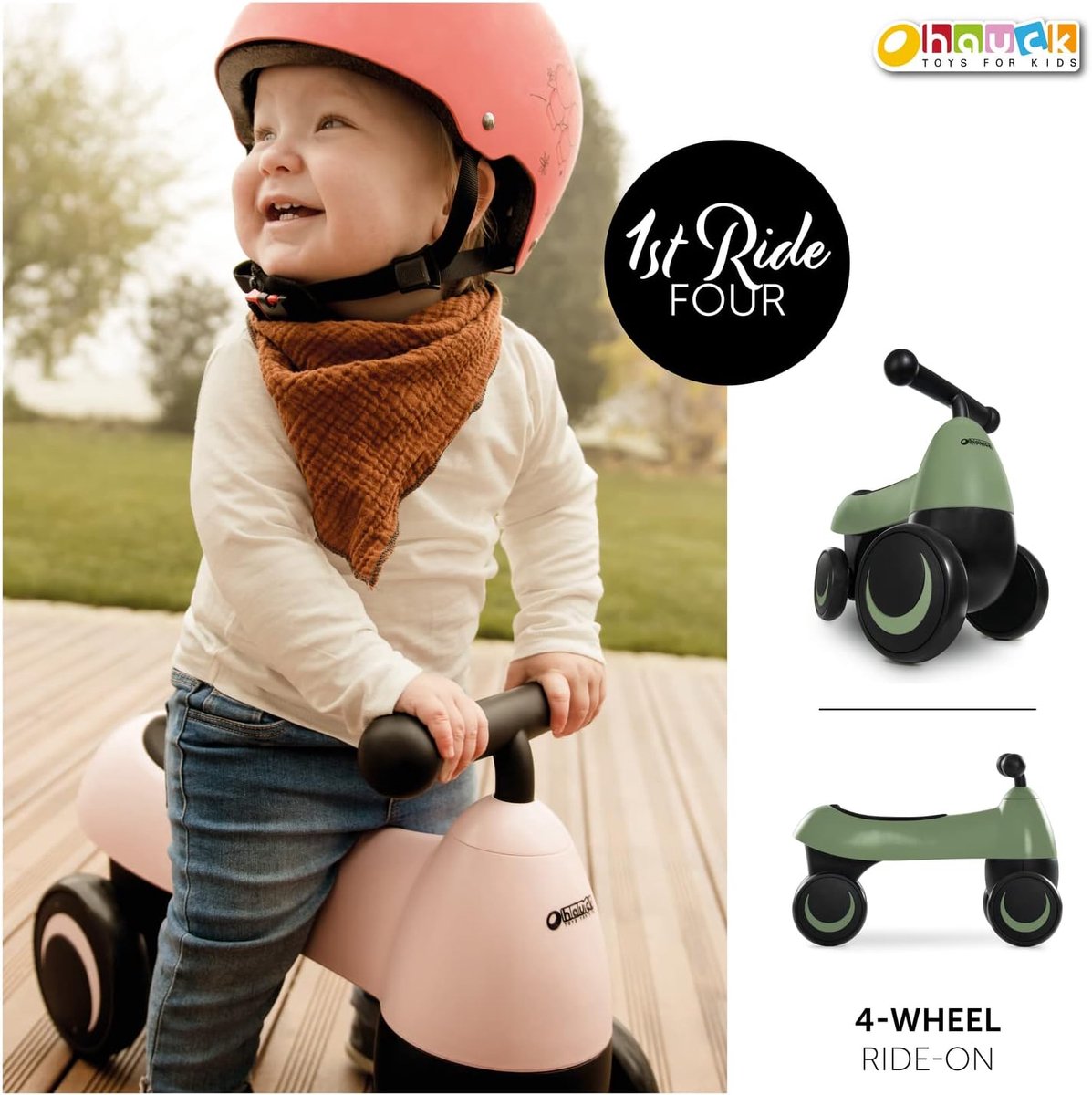 Loopfiets met 4 wielen voor peuters vanaf 18 maanden tot 25 kg Loopfiets kopen online