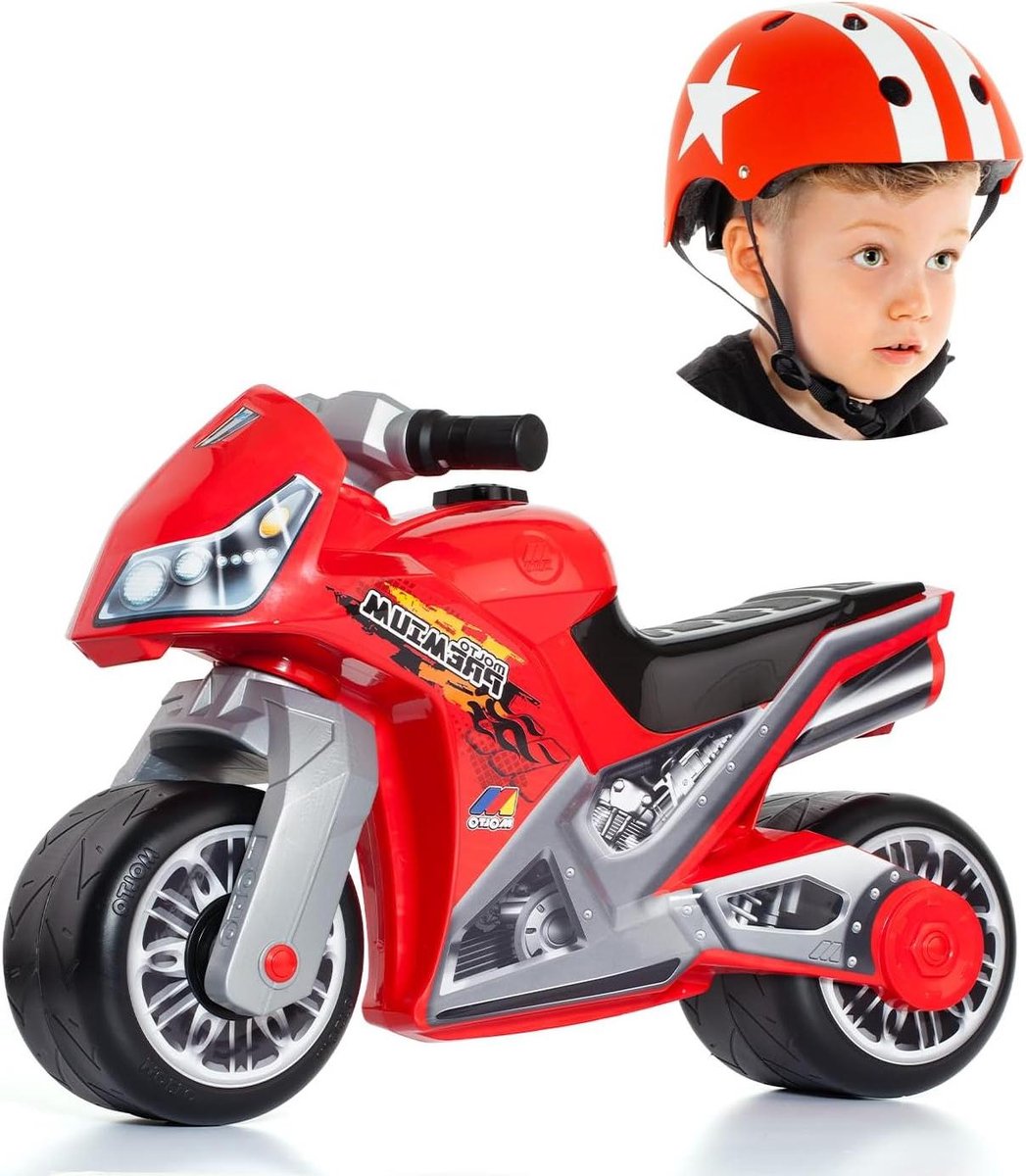 Loopfiets motor - Kindermotor - Buiten spelen - Inclusief helm - 73 x 38 x 32 cm - Rood Loopfiets kopen online