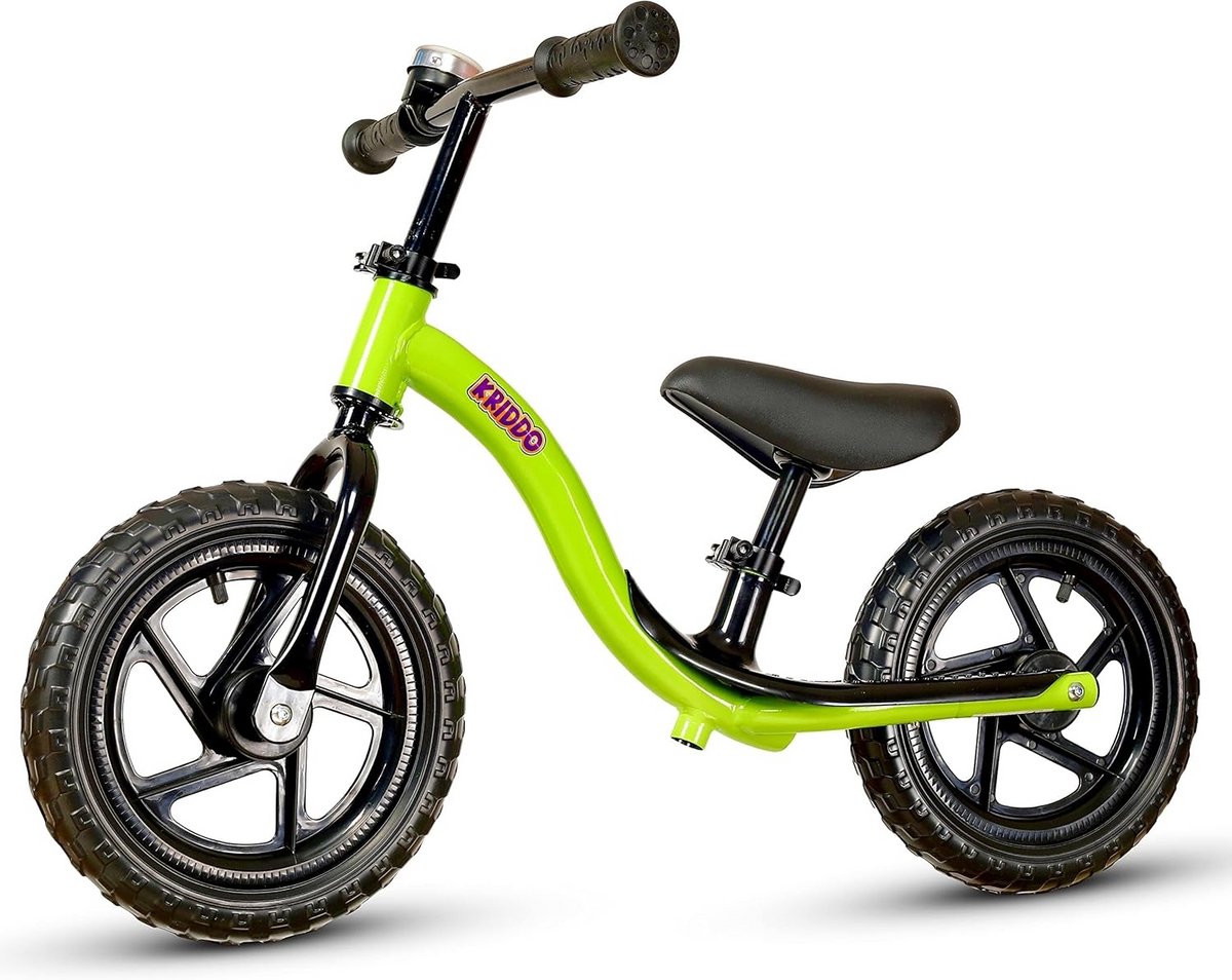 Loopfiets voor kinderen - Peuterfiets Balansfiets - Vroege vaardigheden ontwikkelen - Met knuffeldier en voetsteun - 3346 inch lengte - Groen Loopfiets kopen online