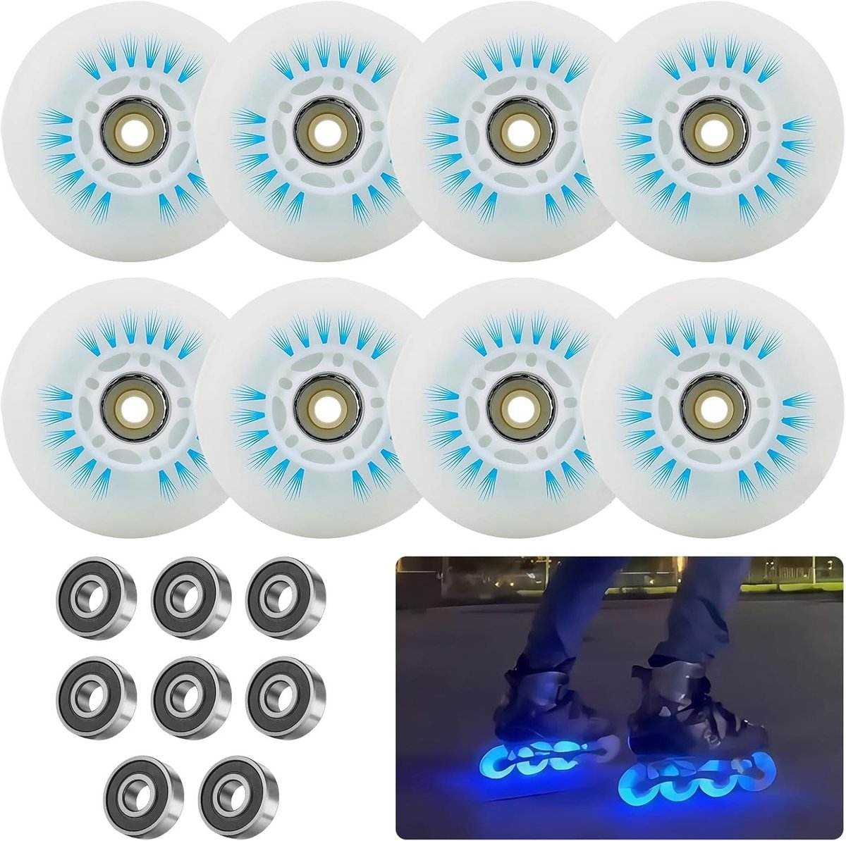 luminous inline skate wielen 76mm 8 stuks pu wielen met lagers voor roller skates en steppen