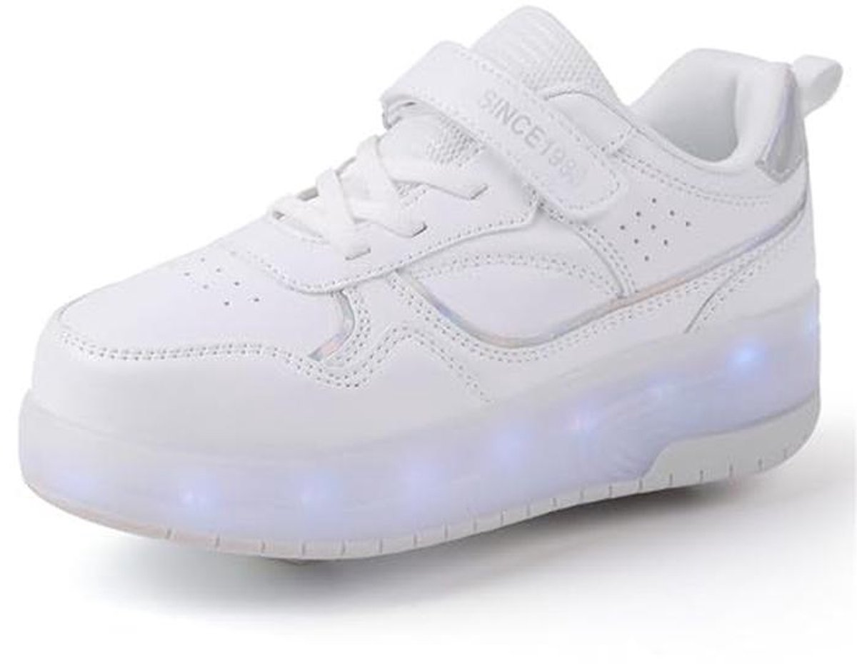 Mateju Schoenen met wieltjes, voor kinderen, meisjes en jongens, rolschaatsen, schoenen met 2 wielen, 2-in-1 gymschoenen, inschuifbaar, voor dames en heren, rollerschoenen, gymschoenen, Rolschaatsen kopen online