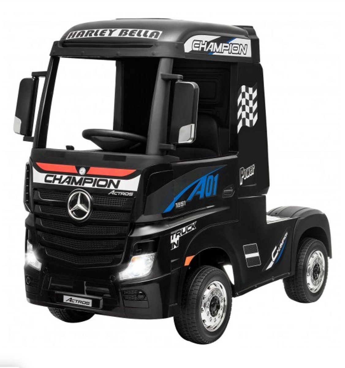 Mercedes Actros 12V kindervrachtwagen zwart Speelgoedaccuvoertuig kopen online