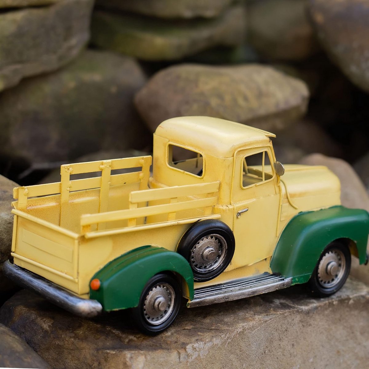 Metalen Vrachtwagen Decoratie Vintage Stijl 33 cm Wit Groen Speelgoedkruiwagen kopen online