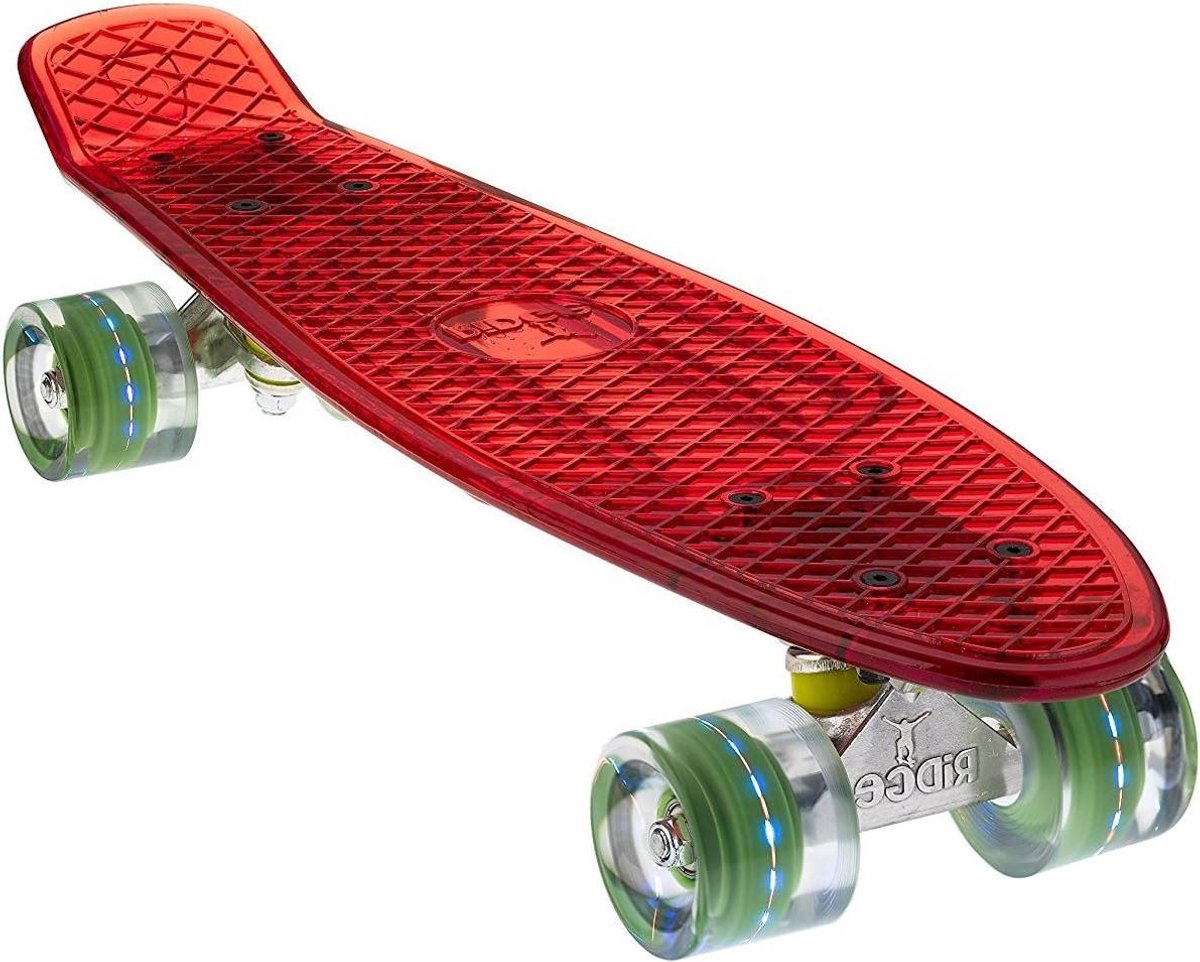 mini cruiser skateboard compact board comfortabel cruisen helder polycarbonaat dek 55 cm rood multi