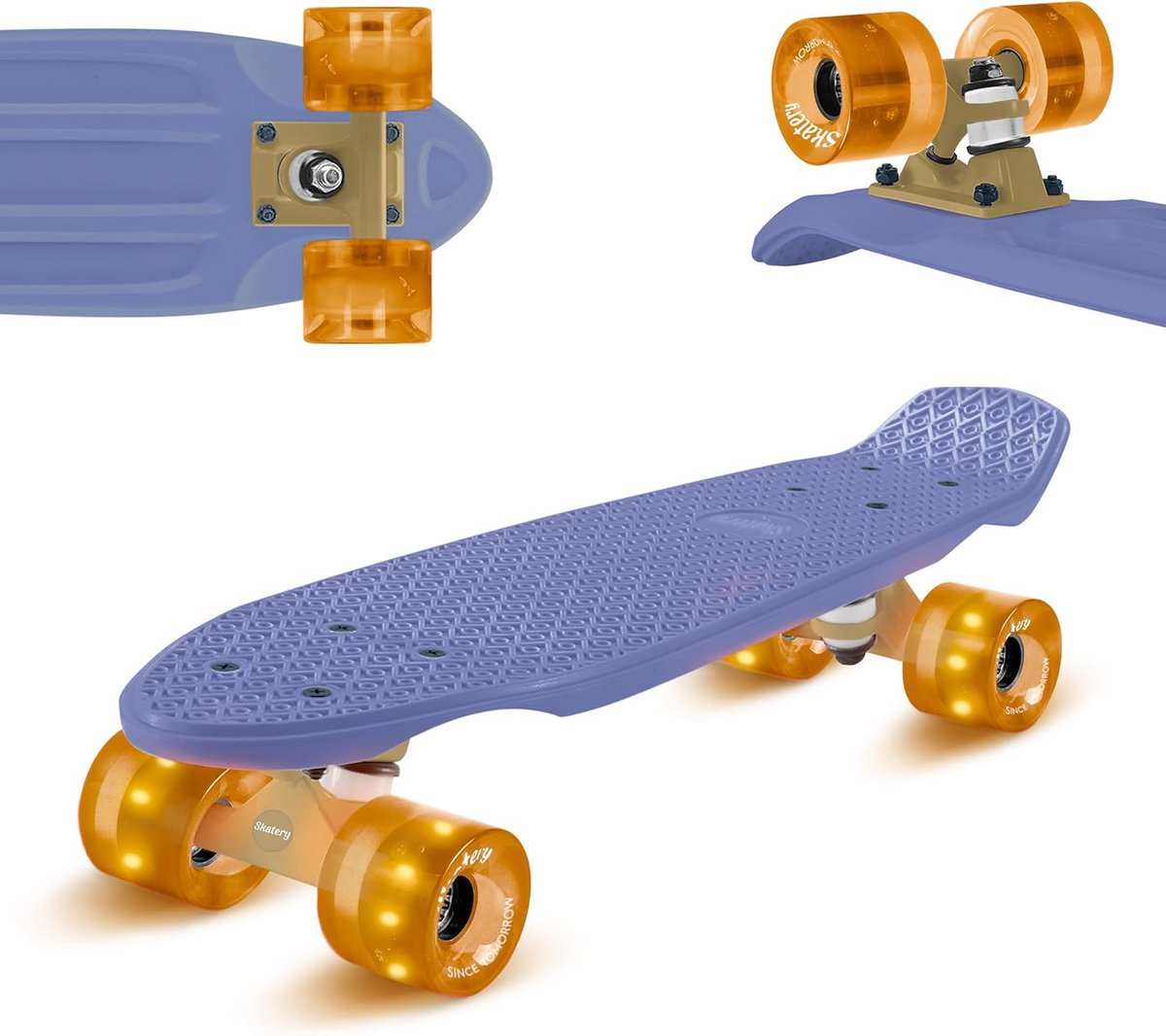 mini cruiser skateboard compact board stadsvervoer flexibel stevig deck 55 cm blauw goud