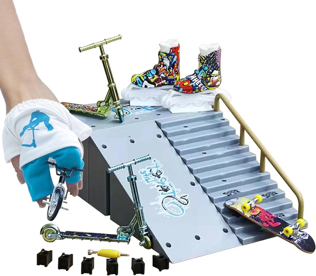 Mini Skate Park - Vingers Skateboard Set - Skill Oefening - Compleet Met Accessoires Skateonderdeel kopen online