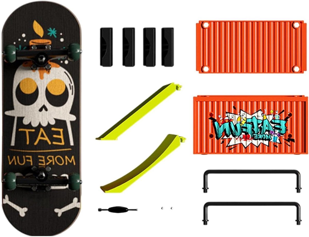 Mini skateboard set - Vinger speelgoed - Vaardigheden oefenen - Robuust houten ontwerp - 15 cm - Met print Skateonderdeel kopen online