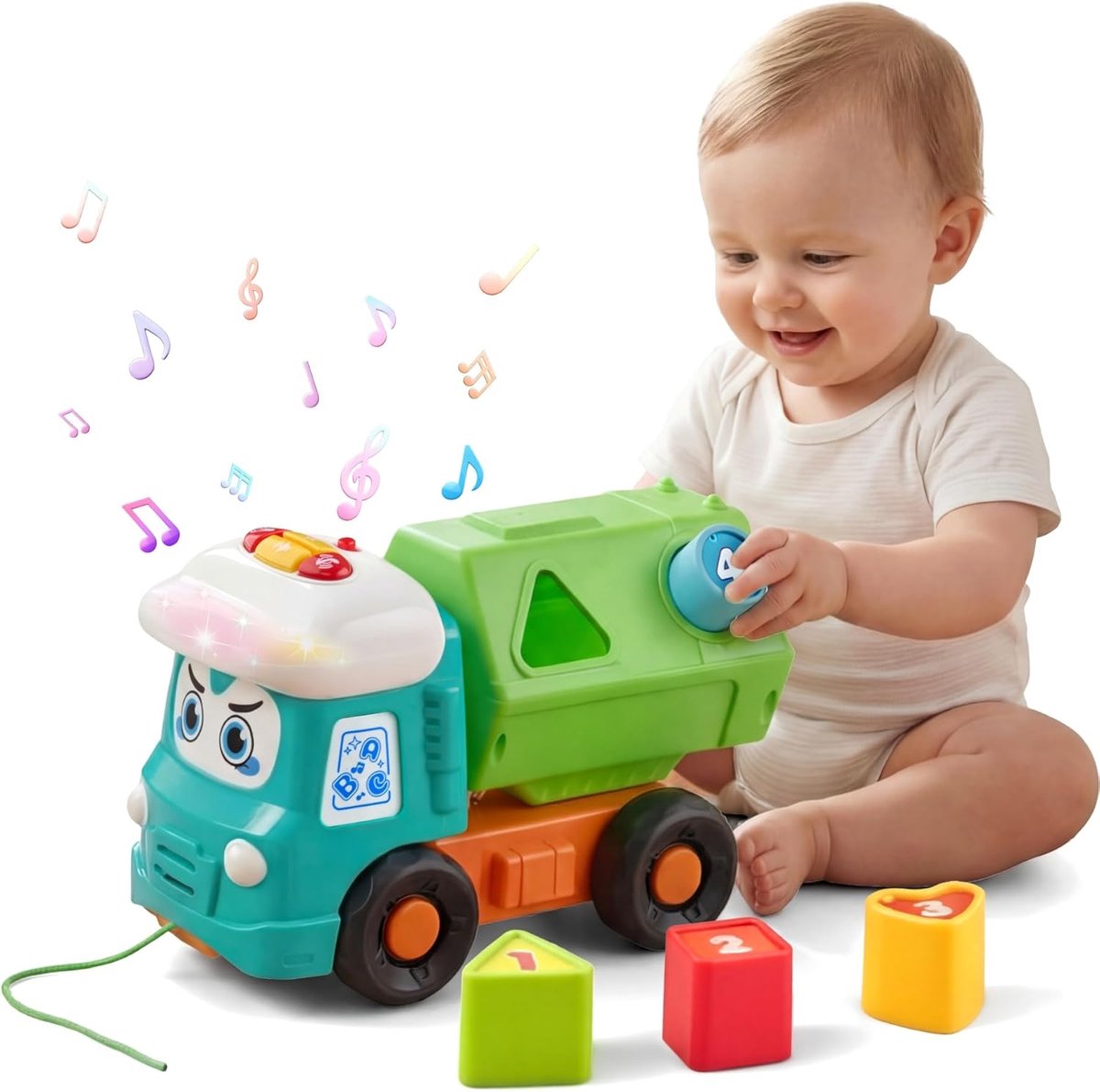 montessori kiepwagen educatief voertuig vormen sorteren met licht geluid 24 5 x 17 2 cm