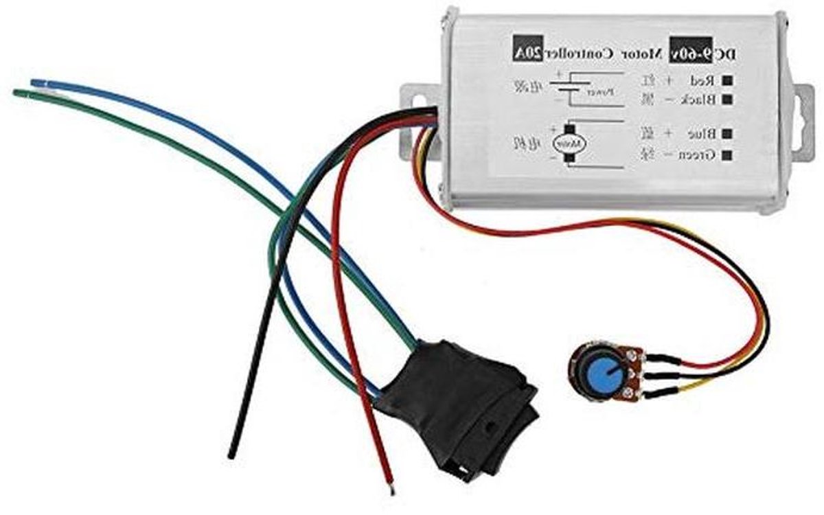 motor toerentalregelaar pwm controller snelheid instellen 20a 1200w 92x52x36mm