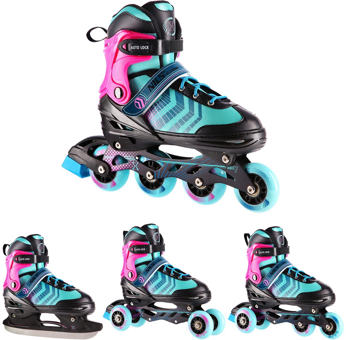 Nils Extreme NH18192A - IJshockeyschaatsen/Rolschaatsen - 4-in-1 - Verstelbaar Rolschaatsen kopen online
