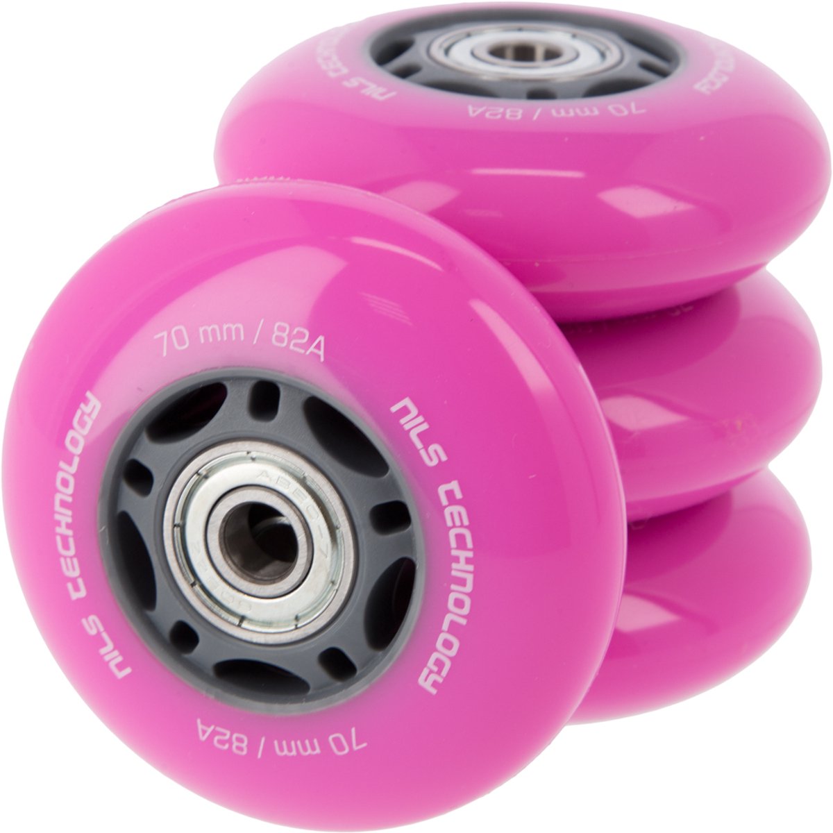 nils extreme pu skate wielen 70x24 mm 82a roze inclusief abec 7 lagers
