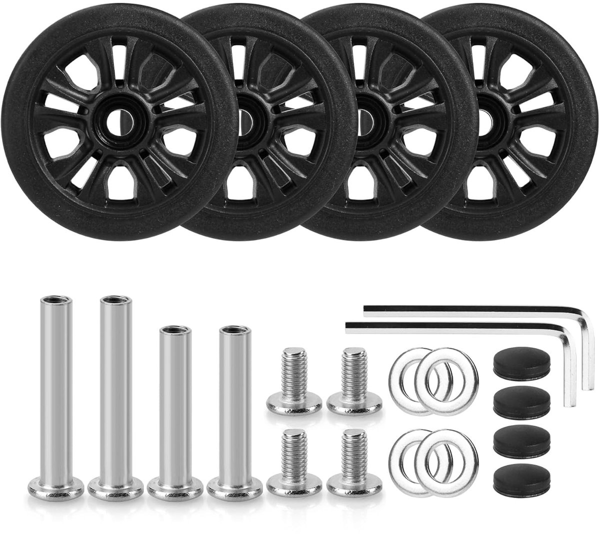 omgoods 4 reservekofferwielen slijtvast rubber 55 x 11 mm zwart