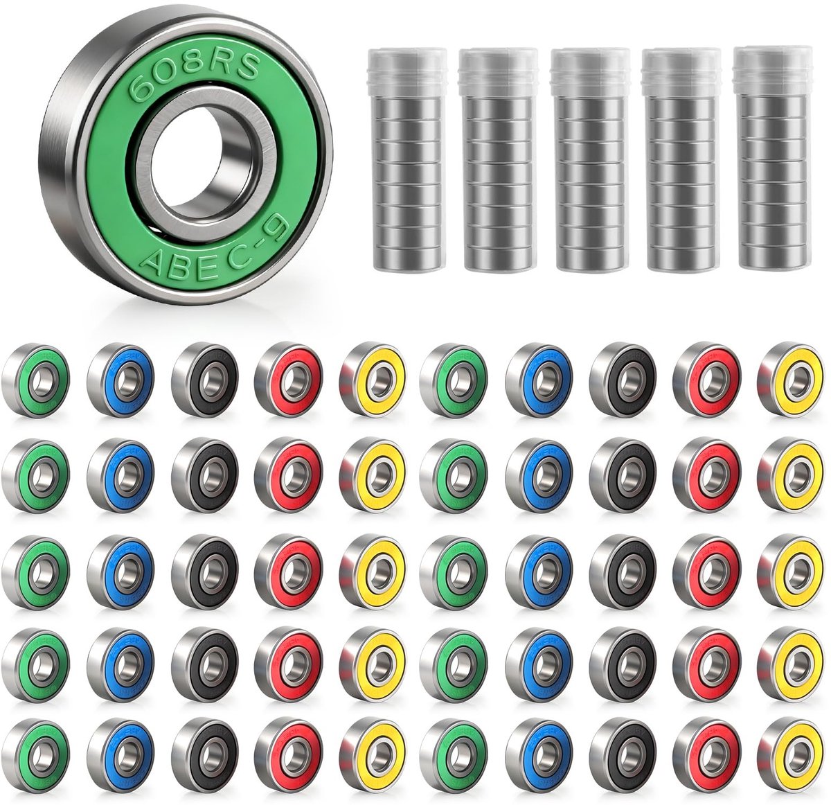omgoods set van 50 kogellagers 608rs voor skateboards en fietsen