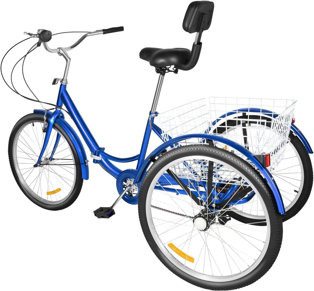 Opvouwbare Driewieler - Driewieler Volwassenen - Boodschappen Doen - Grote Mand Achteraan - 24 inch - Blauw Driewieler kopen online