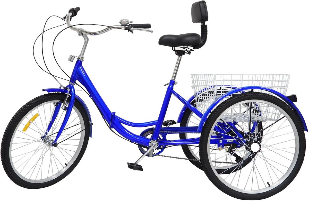Opvouwbare Driewieler - Fiets voor senioren - Stadsvervoer - Opvouwbaar design - 24 inch - Blauw Driewieler kopen online