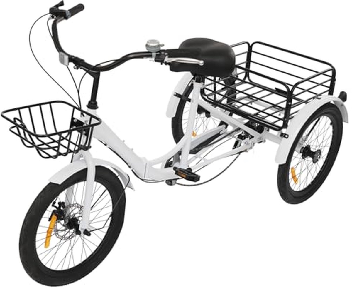 Opvouwbare Driewieler - Inklapbare Fiets - Boodschappen Doen - 7 Versnellingen - 20 Inch Wielen - Wit Driewieler kopen online
