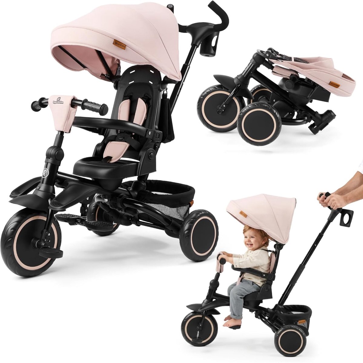 Opvouwbare Driewieler - Kindertrike - Buiten spelen - Groeit mee met kind - 111.5 cm - Beige Driewieler kopen online