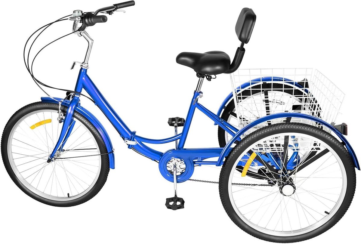 Opvouwbare driewieler - Volwassen fiets - Comfortabel fietsen - 7 versnellingen - 24 inch - Blauw Driewieler kopen online